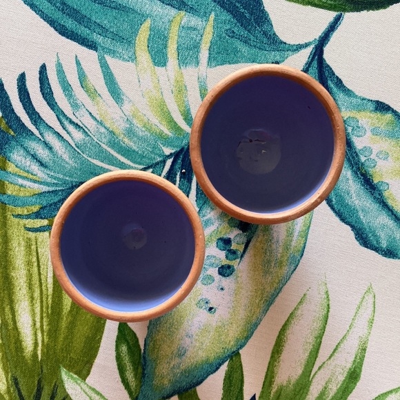 Terracotta Goblets Water or Wine Glasses Earthy Hues Cool Blue Nature Element 2 - Picture 6 of 11